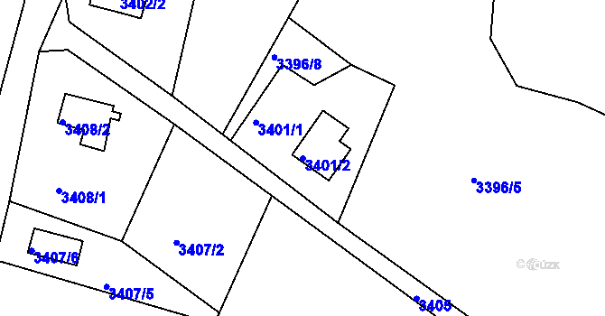Parcela st. 3401/2 v KÚ Rumburk, Katastrální mapa
