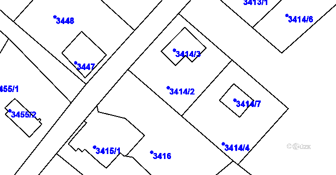 Parcela st. 3414/2 v KÚ Rumburk, Katastrální mapa