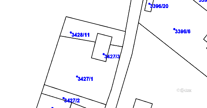 Parcela st. 3427/3 v KÚ Rumburk, Katastrální mapa