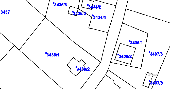 Parcela st. 3435/2 v KÚ Rumburk, Katastrální mapa