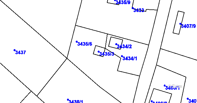 Parcela st. 3435/3 v KÚ Rumburk, Katastrální mapa