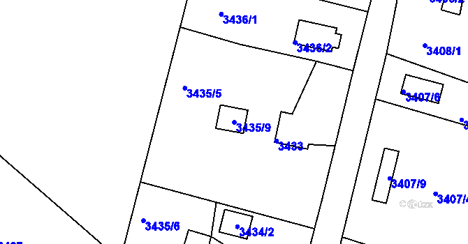 Parcela st. 3435/9 v KÚ Rumburk, Katastrální mapa