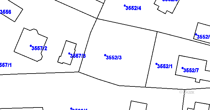 Parcela st. 3552/3 v KÚ Rumburk, Katastrální mapa