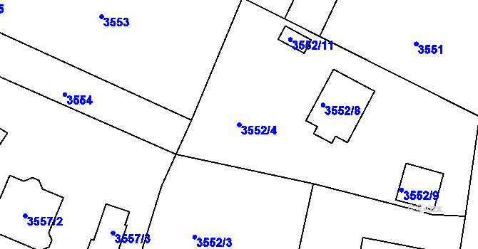 Parcela st. 3552/4 v KÚ Rumburk, Katastrální mapa