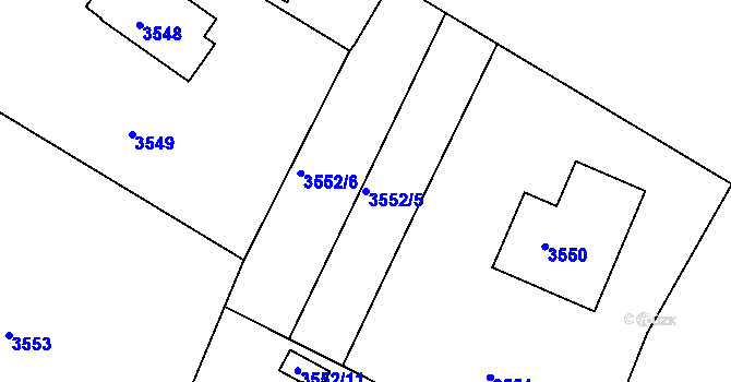 Parcela st. 3552/5 v KÚ Rumburk, Katastrální mapa
