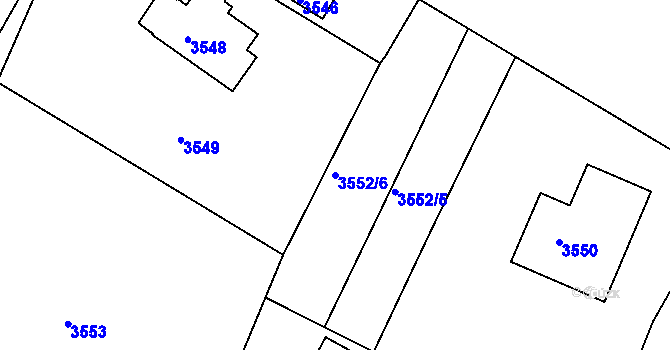 Parcela st. 3552/6 v KÚ Rumburk, Katastrální mapa