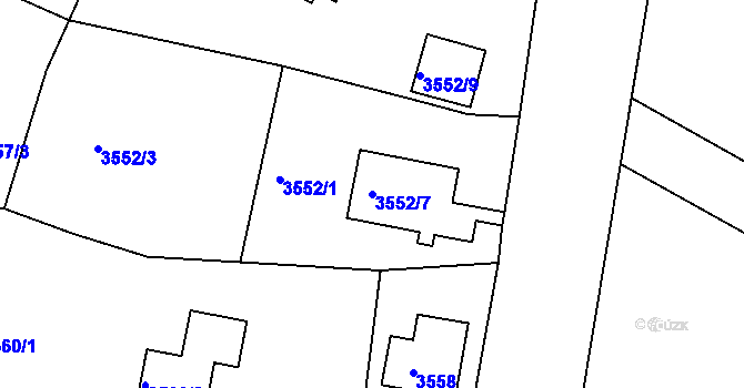 Parcela st. 3552/7 v KÚ Rumburk, Katastrální mapa