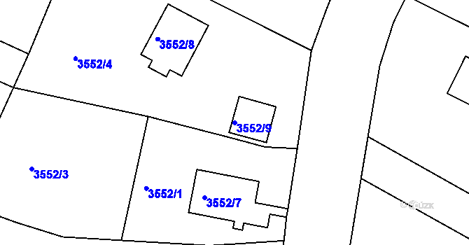 Parcela st. 3552/9 v KÚ Rumburk, Katastrální mapa