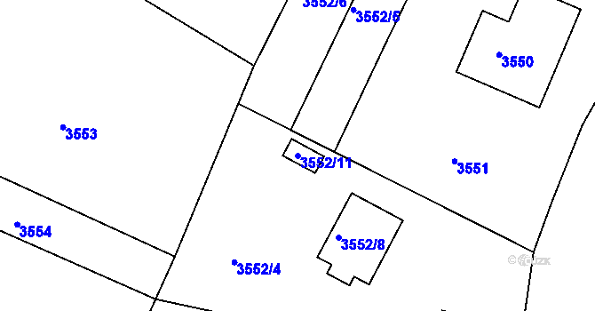 Parcela st. 3552/11 v KÚ Rumburk, Katastrální mapa