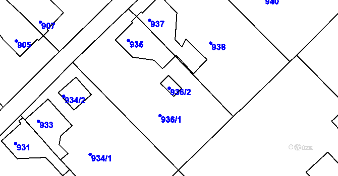Parcela st. 936/2 v KÚ Rumburk, Katastrální mapa