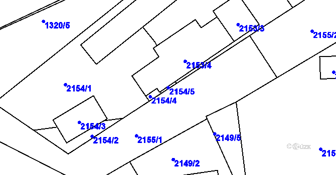 Parcela st. 2154/5 v KÚ Rumburk, Katastrální mapa