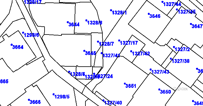 Parcela st. 1327/41 v KÚ Rumburk, Katastrální mapa