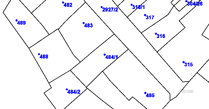 Parcela st. 484/1 v KÚ Rumburk, Katastrální mapa