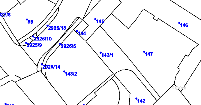 Parcela st. 143/1 v KÚ Rumburk, Katastrální mapa