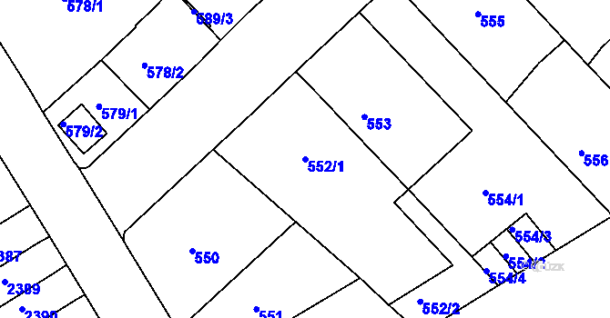 Parcela st. 552/1 v KÚ Rumburk, Katastrální mapa