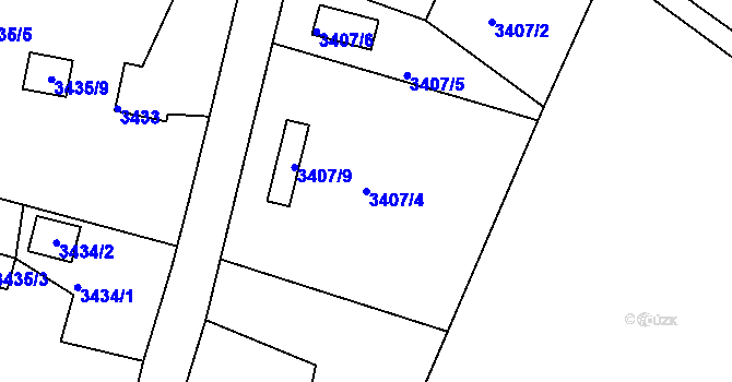 Parcela st. 3407/4 v KÚ Rumburk, Katastrální mapa