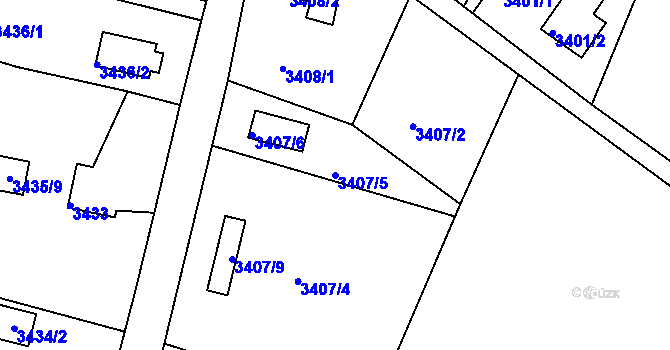 Parcela st. 3407/5 v KÚ Rumburk, Katastrální mapa