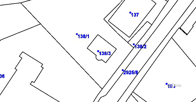 Parcela st. 138/3 v KÚ Rumburk, Katastrální mapa
