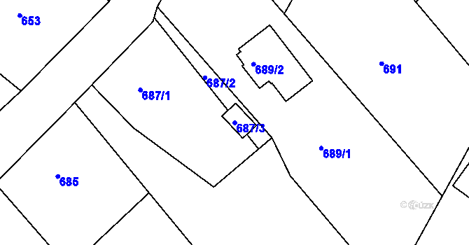 Parcela st. 687/3 v KÚ Rumburk, Katastrální mapa