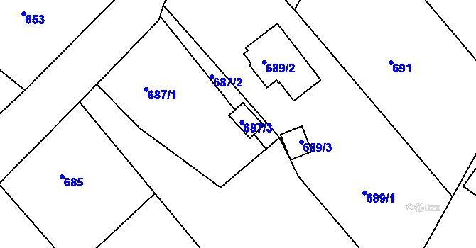 Parcela st. 687/4 v KÚ Rumburk, Katastrální mapa