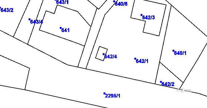 Parcela st. 642/4 v KÚ Rumburk, Katastrální mapa