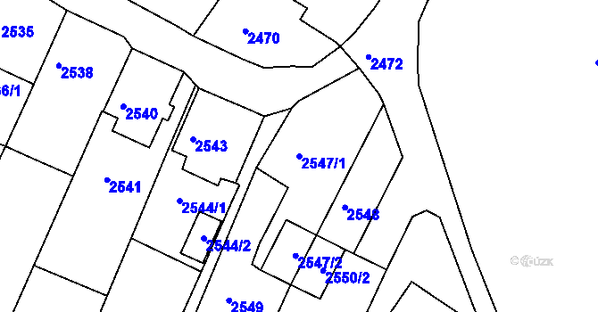 Parcela st. 2547/1 v KÚ Rumburk, Katastrální mapa
