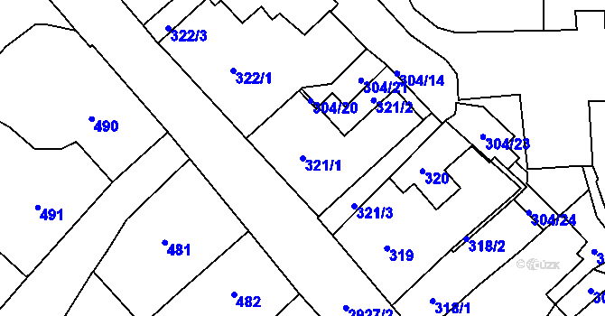 Parcela st. 321/1 v KÚ Rumburk, Katastrální mapa