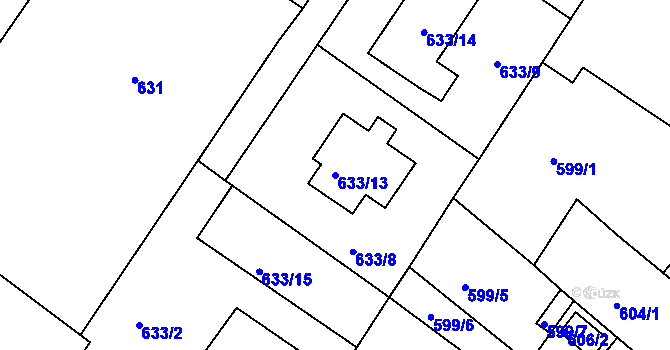 Parcela st. 633/13 v KÚ Rumburk, Katastrální mapa