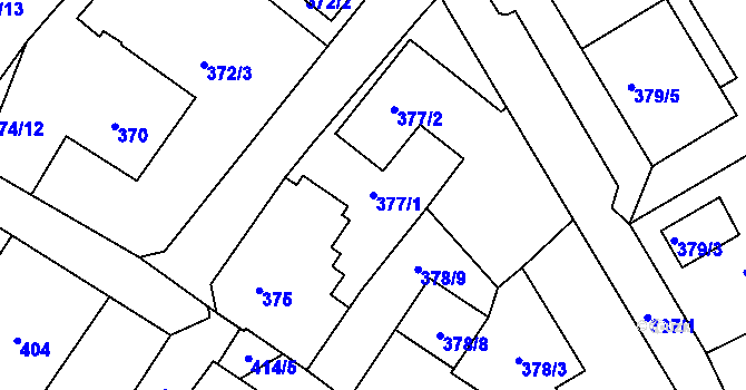 Parcela st. 377/1 v KÚ Rumburk, Katastrální mapa