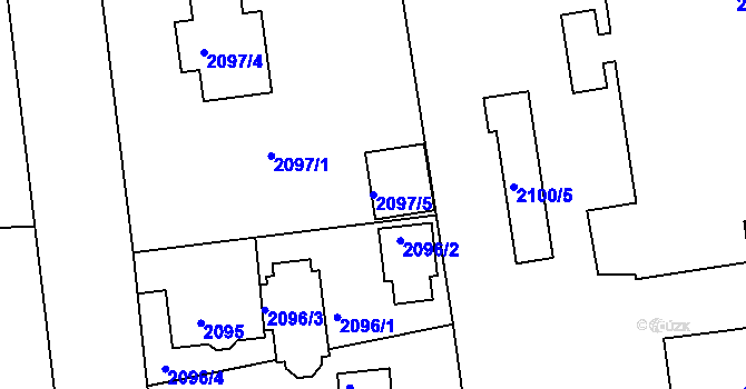 Parcela st. 2097/5 v KÚ Rumburk, Katastrální mapa