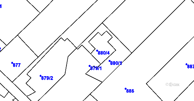 Parcela st. 880/4 v KÚ Rumburk, Katastrální mapa