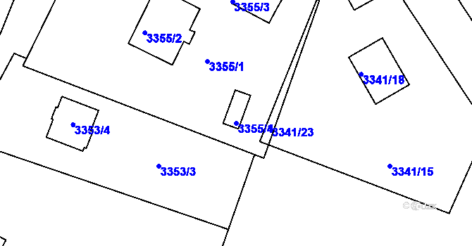 Parcela st. 3355/4 v KÚ Rumburk, Katastrální mapa
