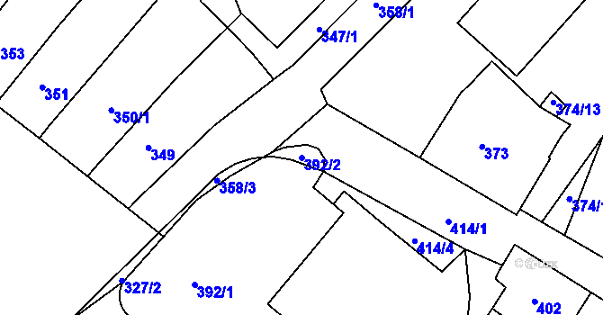 Parcela st. 392/2 v KÚ Rumburk, Katastrální mapa