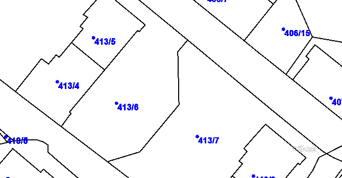 Parcela st. 413/13 v KÚ Rumburk, Katastrální mapa