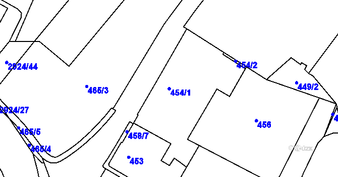 Parcela st. 454/1 v KÚ Rumburk, Katastrální mapa