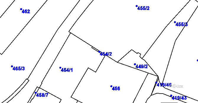 Parcela st. 454/2 v KÚ Rumburk, Katastrální mapa