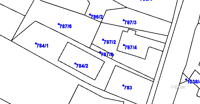 Parcela st. 787/8 v KÚ Rumburk, Katastrální mapa