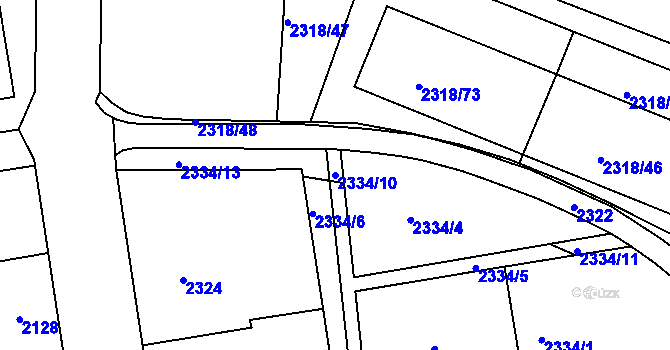 Parcela st. 2334/10 v KÚ Rumburk, Katastrální mapa