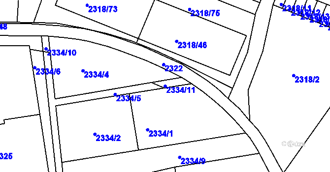 Parcela st. 2334/11 v KÚ Rumburk, Katastrální mapa