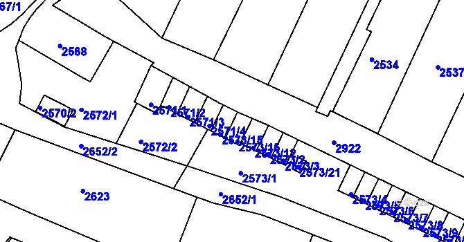 Parcela st. 2573/19 v KÚ Rumburk, Katastrální mapa
