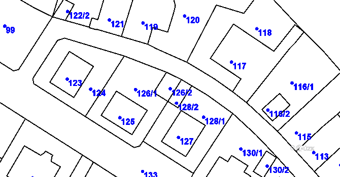 Parcela st. 126/2 v KÚ Rumburk, Katastrální mapa