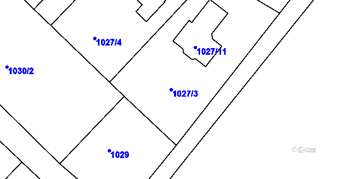 Parcela st. 1027/3 v KÚ Rumburk, Katastrální mapa