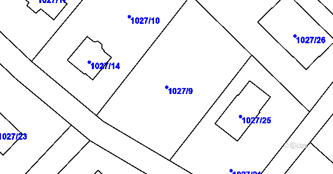 Parcela st. 1027/9 v KÚ Rumburk, Katastrální mapa