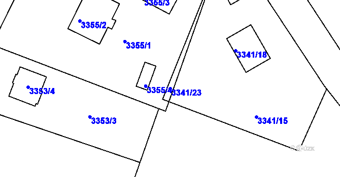 Parcela st. 3341/23 v KÚ Rumburk, Katastrální mapa