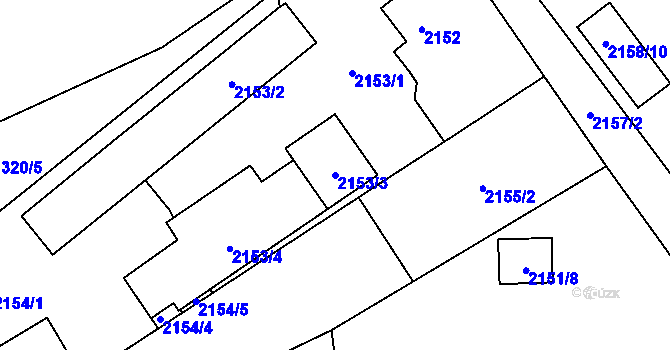 Parcela st. 2153/3 v KÚ Rumburk, Katastrální mapa