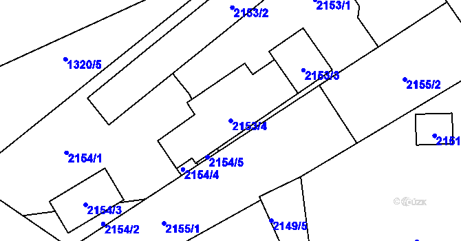 Parcela st. 2153/4 v KÚ Rumburk, Katastrální mapa