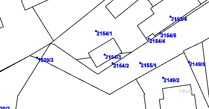 Parcela st. 2154/3 v KÚ Rumburk, Katastrální mapa