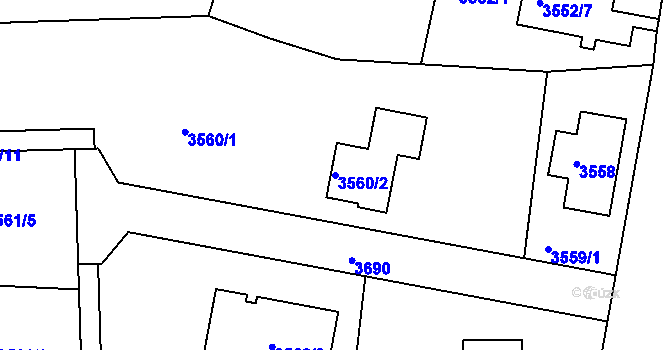Parcela st. 3560/2 v KÚ Rumburk, Katastrální mapa