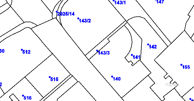 Parcela st. 143/3 v KÚ Rumburk, Katastrální mapa