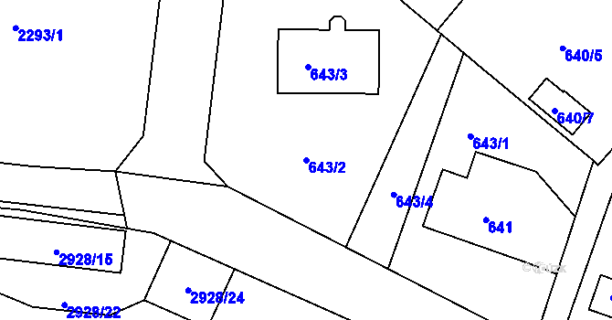 Parcela st. 643/2 v KÚ Rumburk, Katastrální mapa